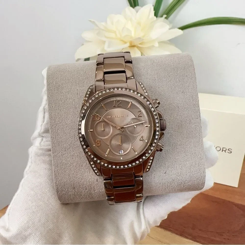NWT Michael Kors Blair Chronograph‎ Brown Stainless Steel Watch MK6764